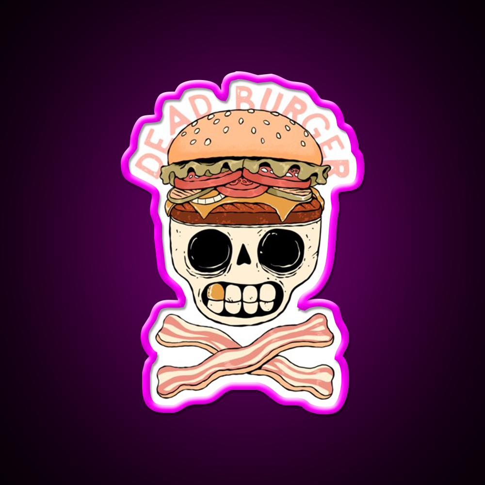 Dead Burger Skull Fast Food Led Neon Sign For Burger Place Rgb Color