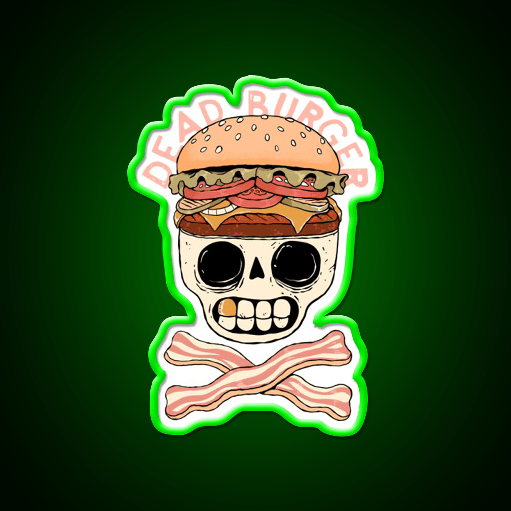 Dead Burger Skull Fast Food Led Neon Sign For Burger Place Rgb Color - Shineneon