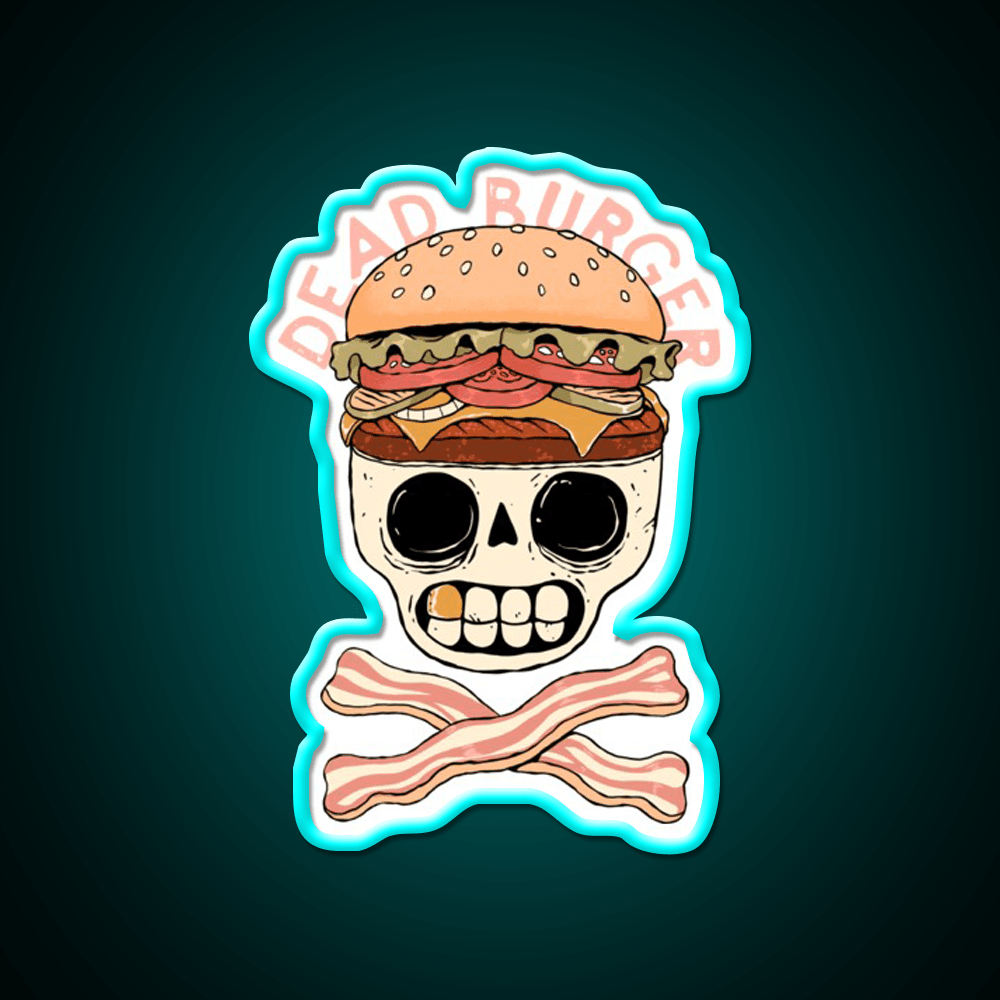 Dead Burger Skull Fast Food Led Neon Sign For Burger Place Rgb Color - Shineneon