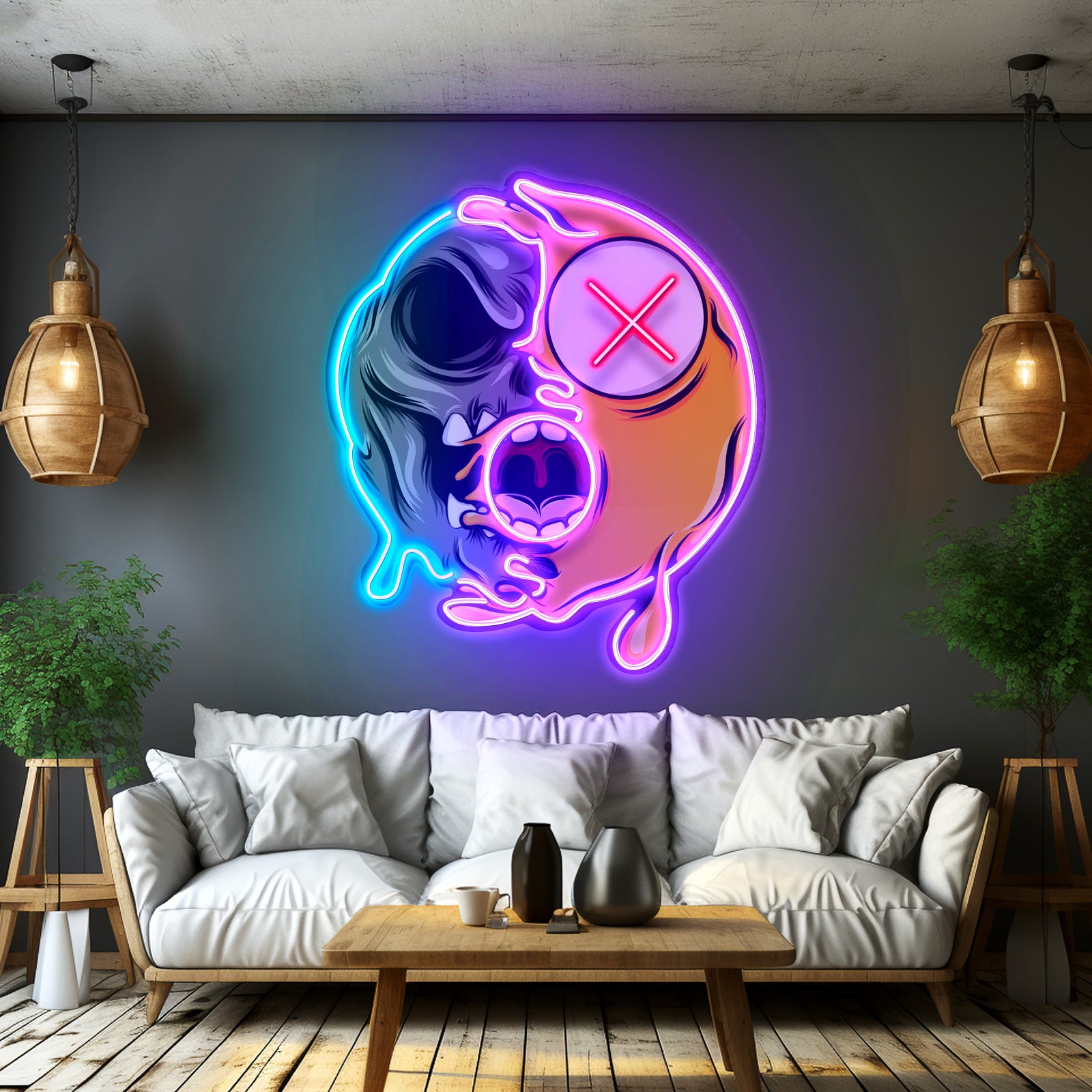 Dead Emoji Skull Led Neon Sign Light Custom Led Signs