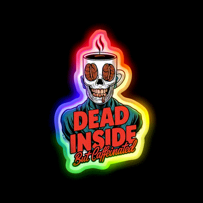 Dead Inside But Caffeinated Cafe Led Neon Sign Espresso Bar Art Rgb Color