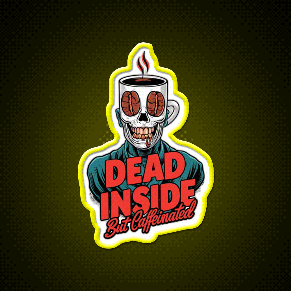 Dead Inside But Caffeinated Cafe Led Neon Sign Espresso Bar Art Rgb Color