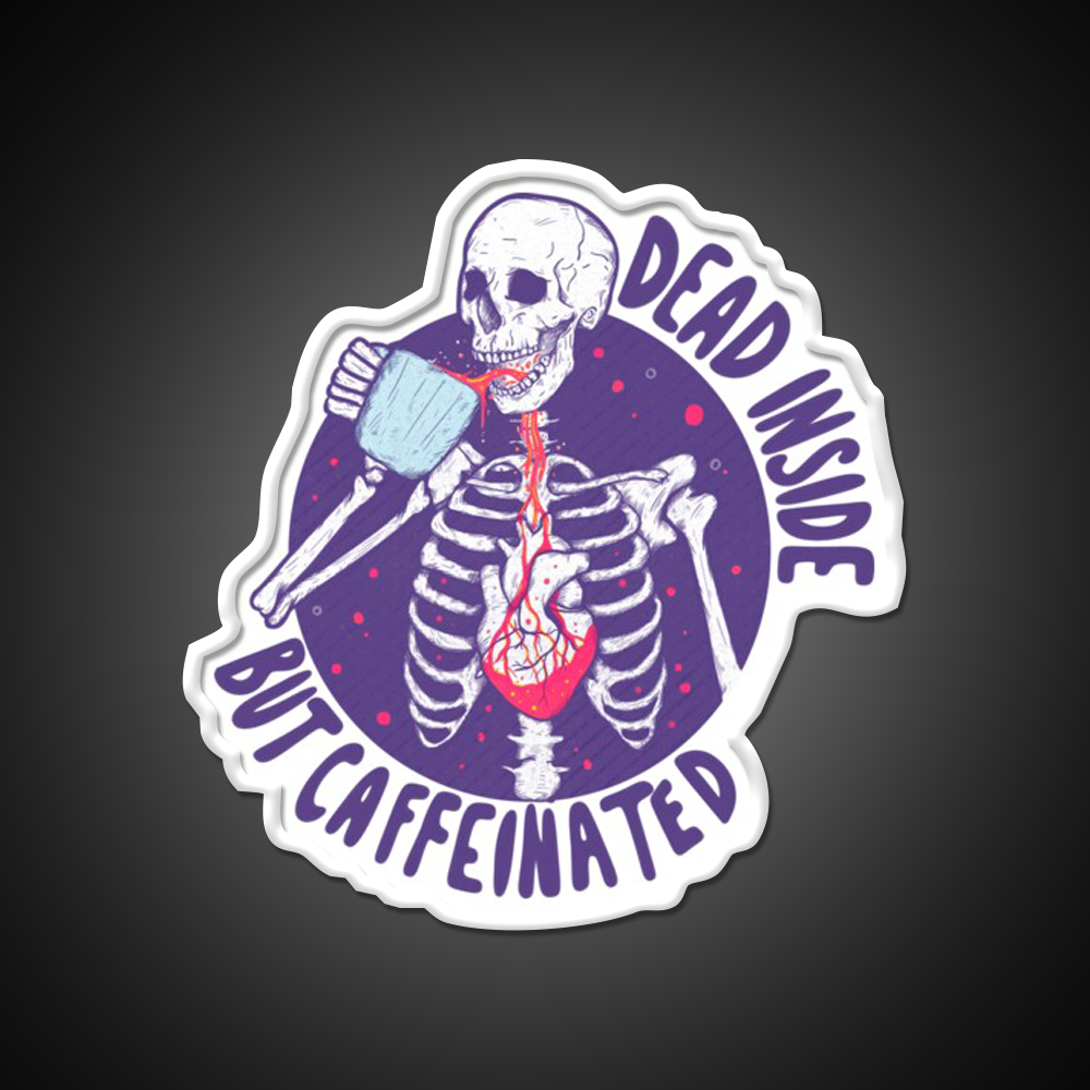 Dead Inside But Caffeinated Cafe Led Neon Sign Espresso Bar Art Wall Art Rgb Color