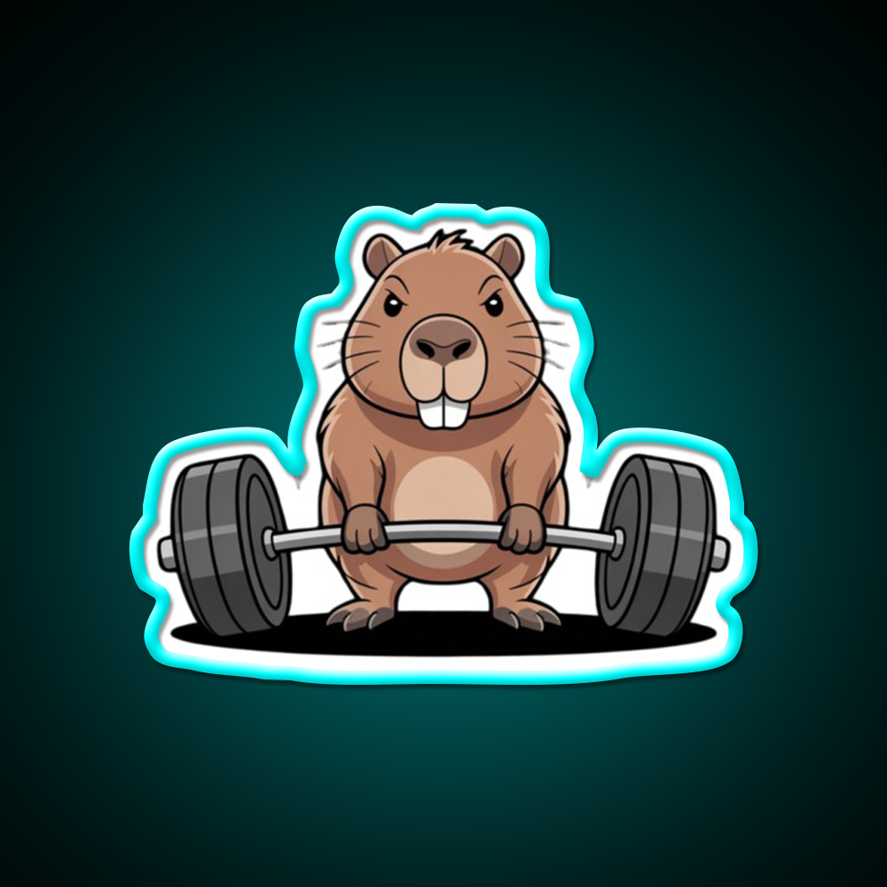 Deadlift Capybara Funny Fitness Capy Lover Gym Fitness Led Neon Sign Rgb Color