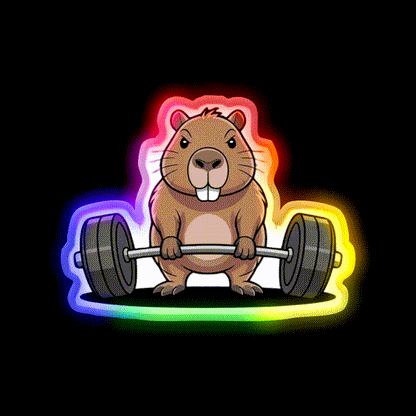 Deadlift Capybara Funny Fitness Capy Lover Gym Fitness Led Neon Sign Rgb Color - LED neon sign close-up detail