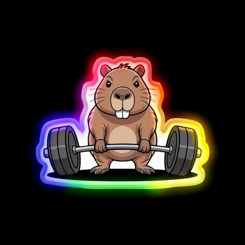Deadlift Capybara Funny Fitness Capy Lover Gym Fitness Led Neon Sign Rgb Color