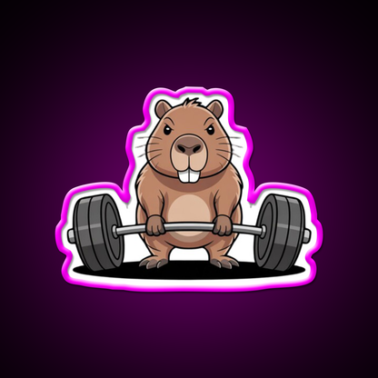 Deadlift Capybara Funny Fitness Capy Lover Gym Fitness Led Neon Sign Rgb Color - Neon sign mounted on wall in room