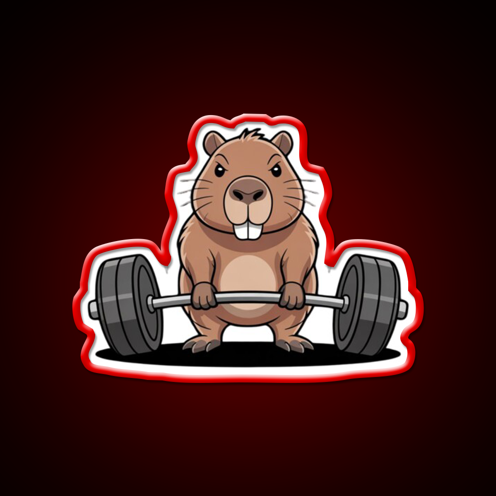 Deadlift Capybara Funny Fitness Capy Lover Gym Fitness Led Neon Sign Rgb Color - LED neon sign view 10
