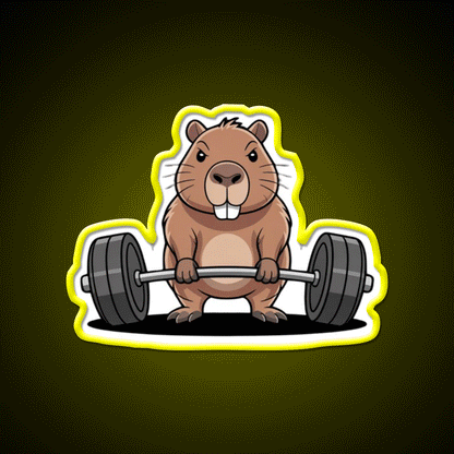 Deadlift Capybara Funny Fitness Capy Lover Gym Fitness Led Neon Sign Rgb Color - Custom LED neon sign front view