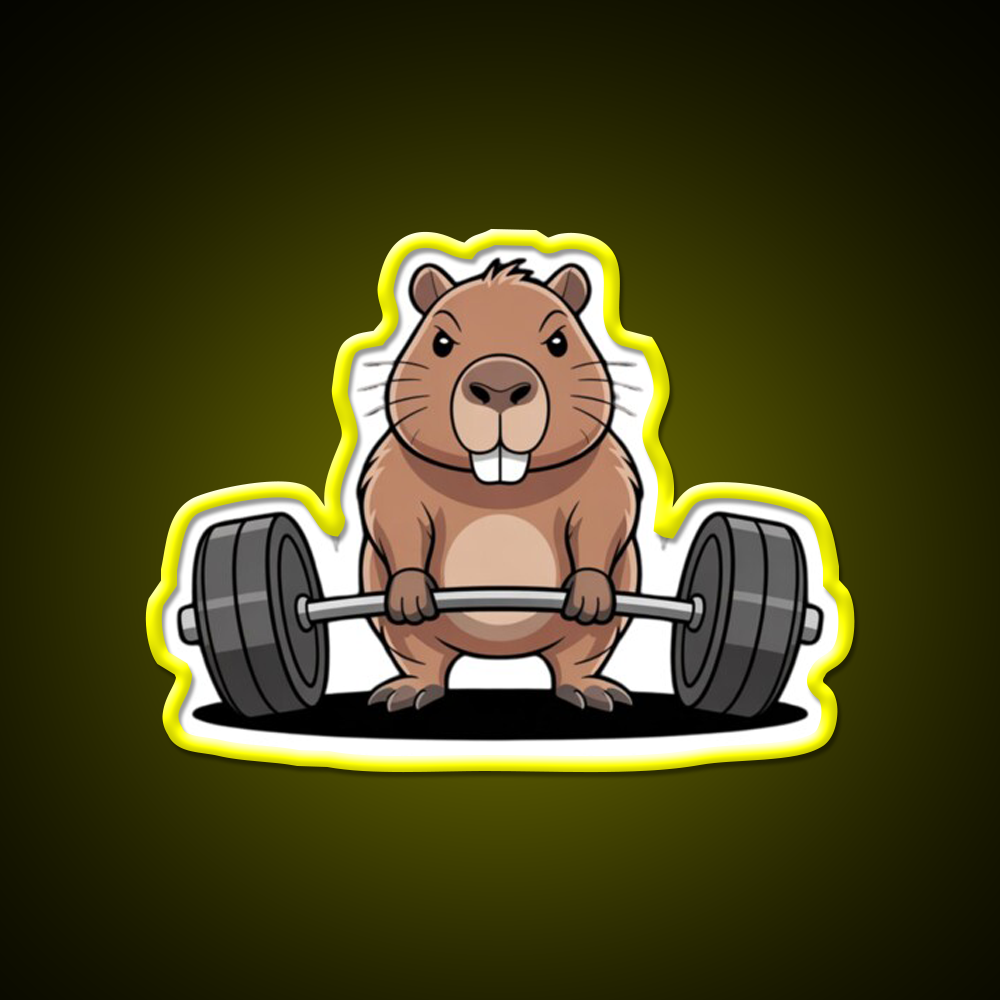 Deadlift Capybara Funny Fitness Capy Lover Gym Fitness Led Neon Sign Rgb Color - LED neon sign view 7