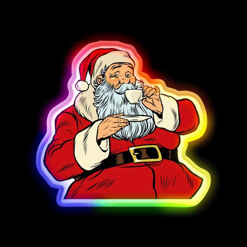 Dear Santa Just Bring Coffee Cafe Led Neon Sign Espresso Bar Art Rgb Color