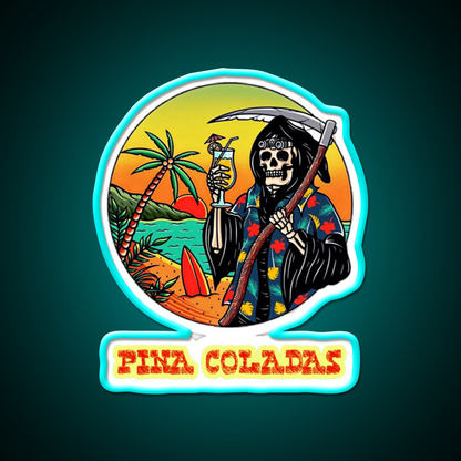 Death By Pina Coladas Cocktail Bar Decor Led Neon Sign Rgb Color - Size and dimension reference