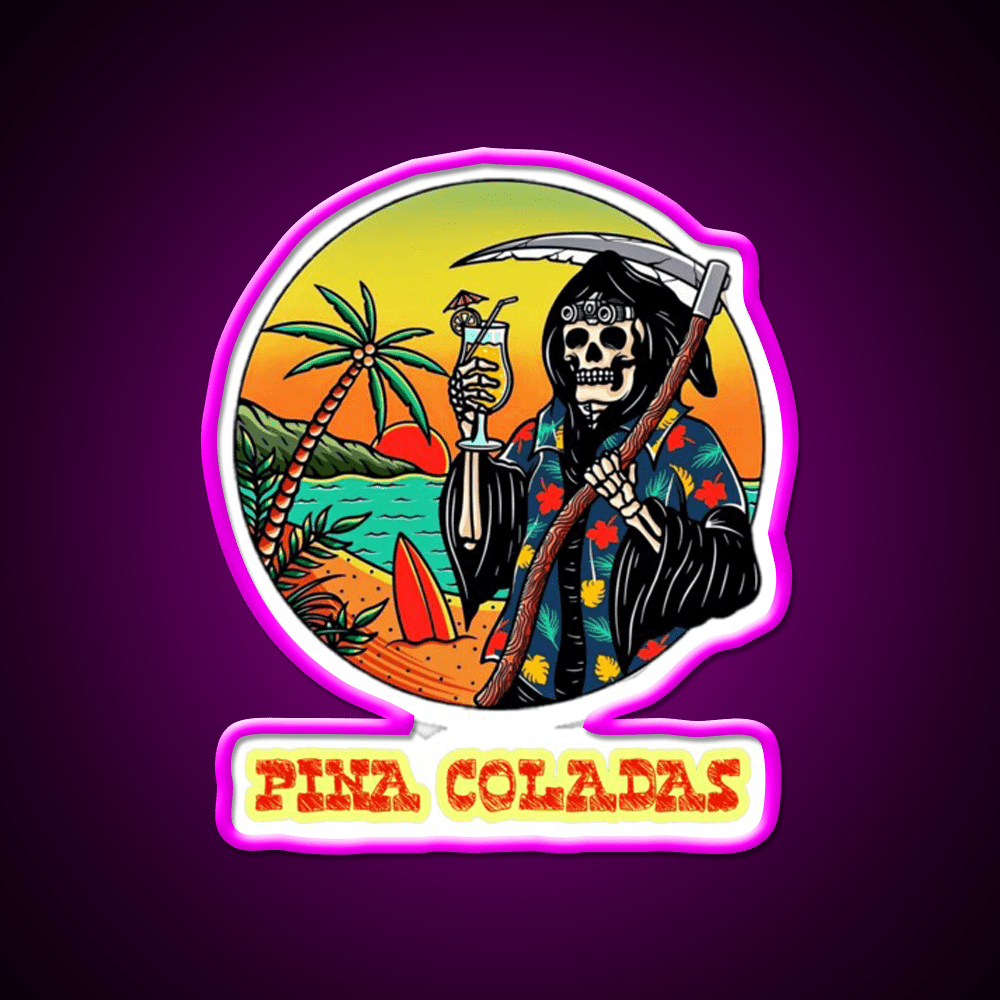 Death By Pina Coladas Cocktail Bar Decor Led Neon Sign Rgb Color - Shineneon