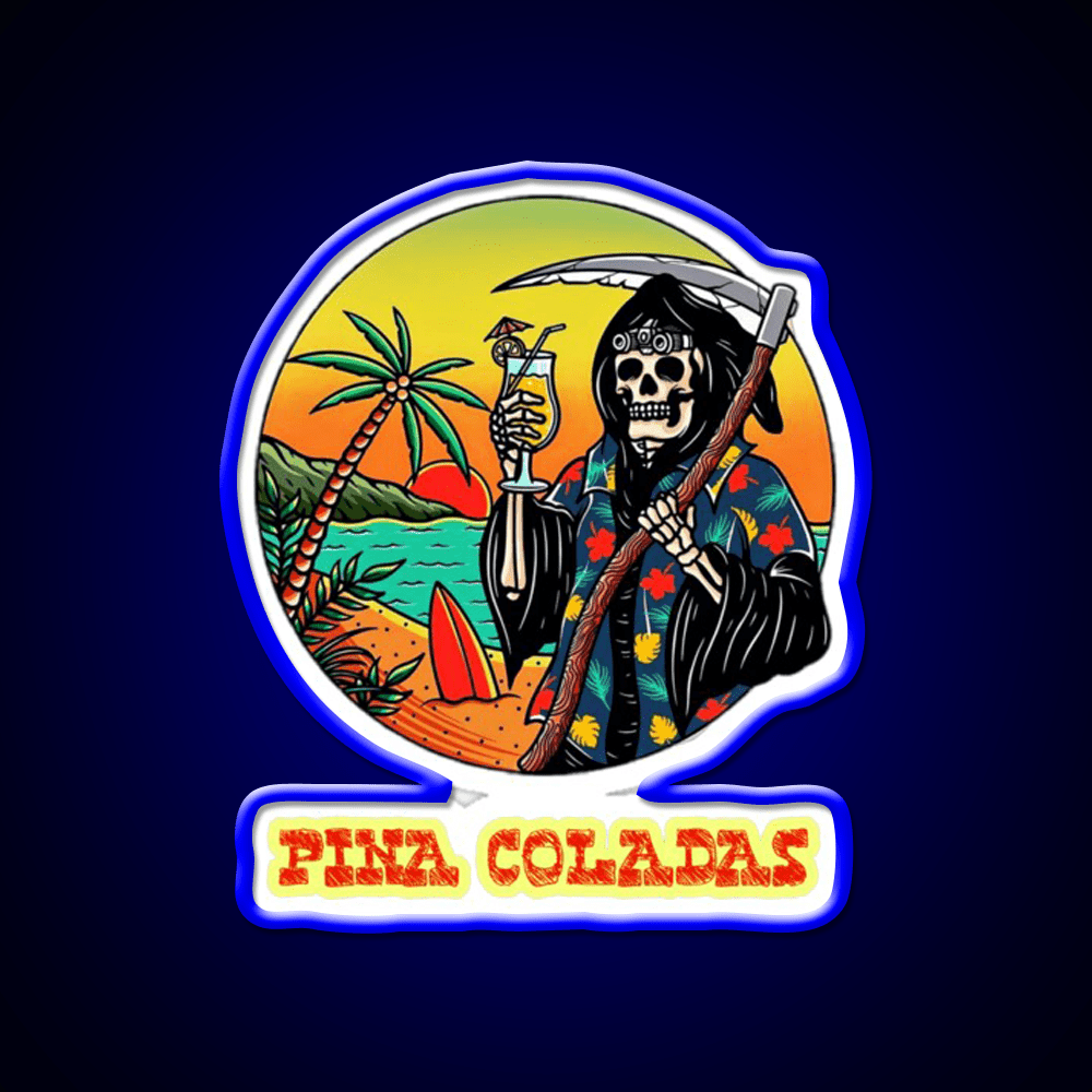 Death By Pina Coladas Cocktail Bar Decor Led Neon Sign Rgb Color - Shineneon