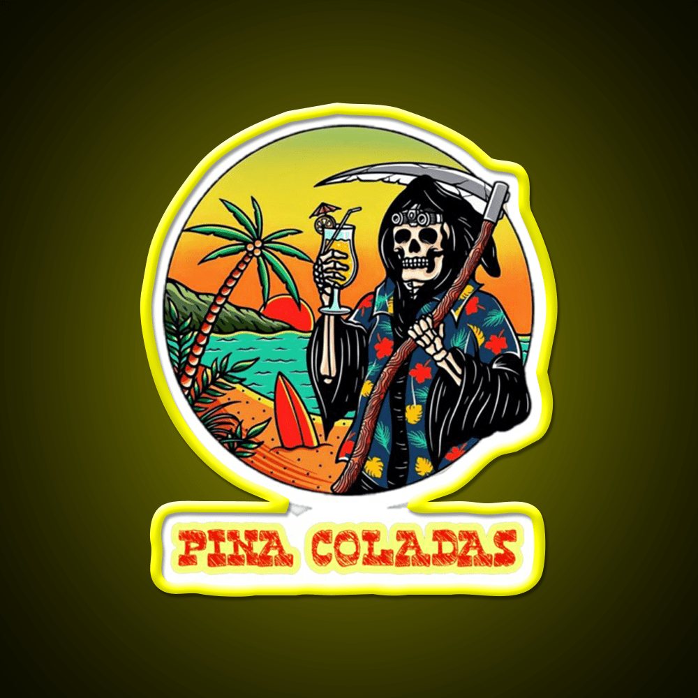 Death By Pina Coladas Cocktail Bar Decor Led Neon Sign Rgb Color - Shineneon