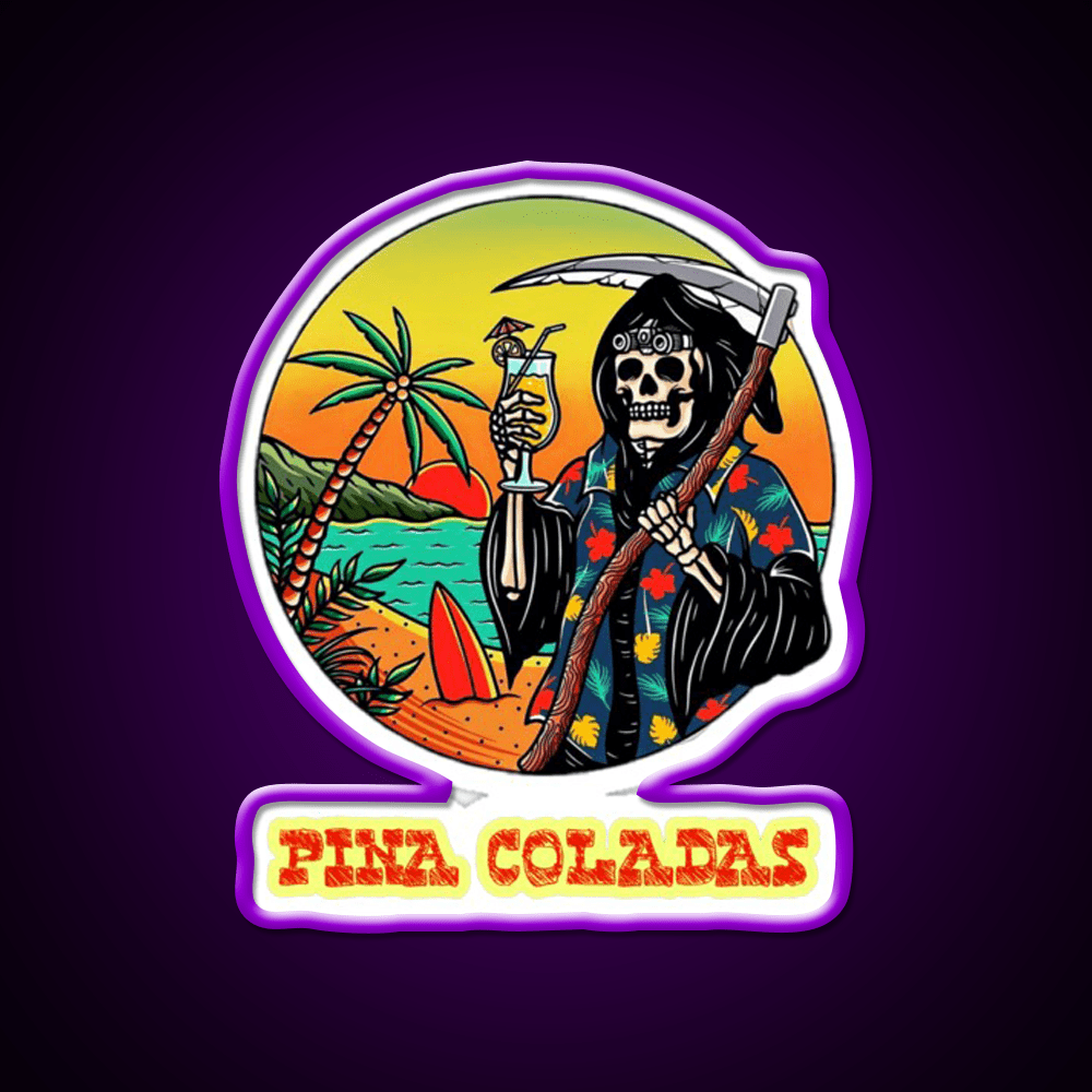 Death By Pina Coladas Cocktail Bar Decor Led Neon Sign Rgb Color - Shineneon