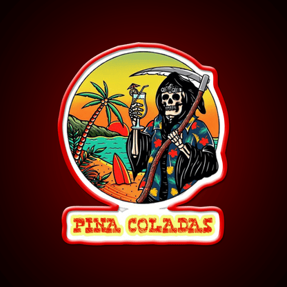 Death By Pina Coladas Cocktail Bar Decor Led Neon Sign Rgb Color - Shineneon