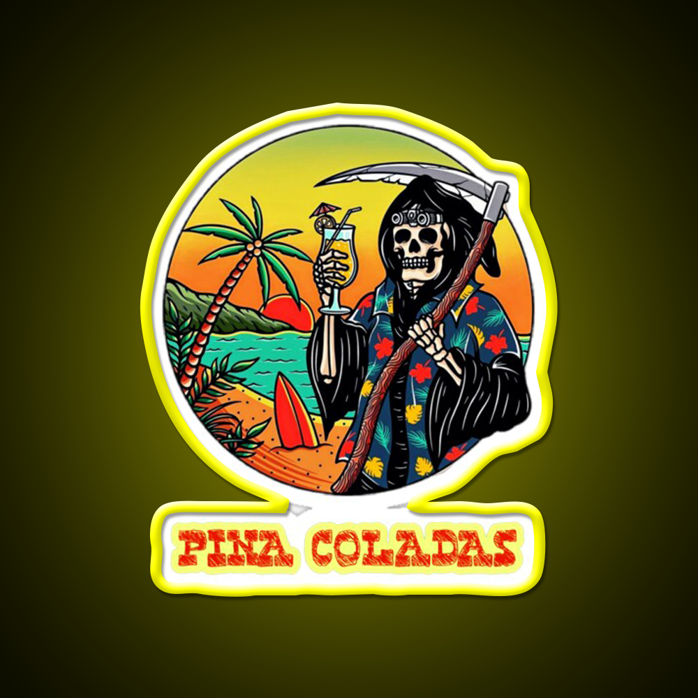 Death By Pina Coladas Cocktail Bar Decor Led Neon Sign Rgb Color - LED neon sign view 7