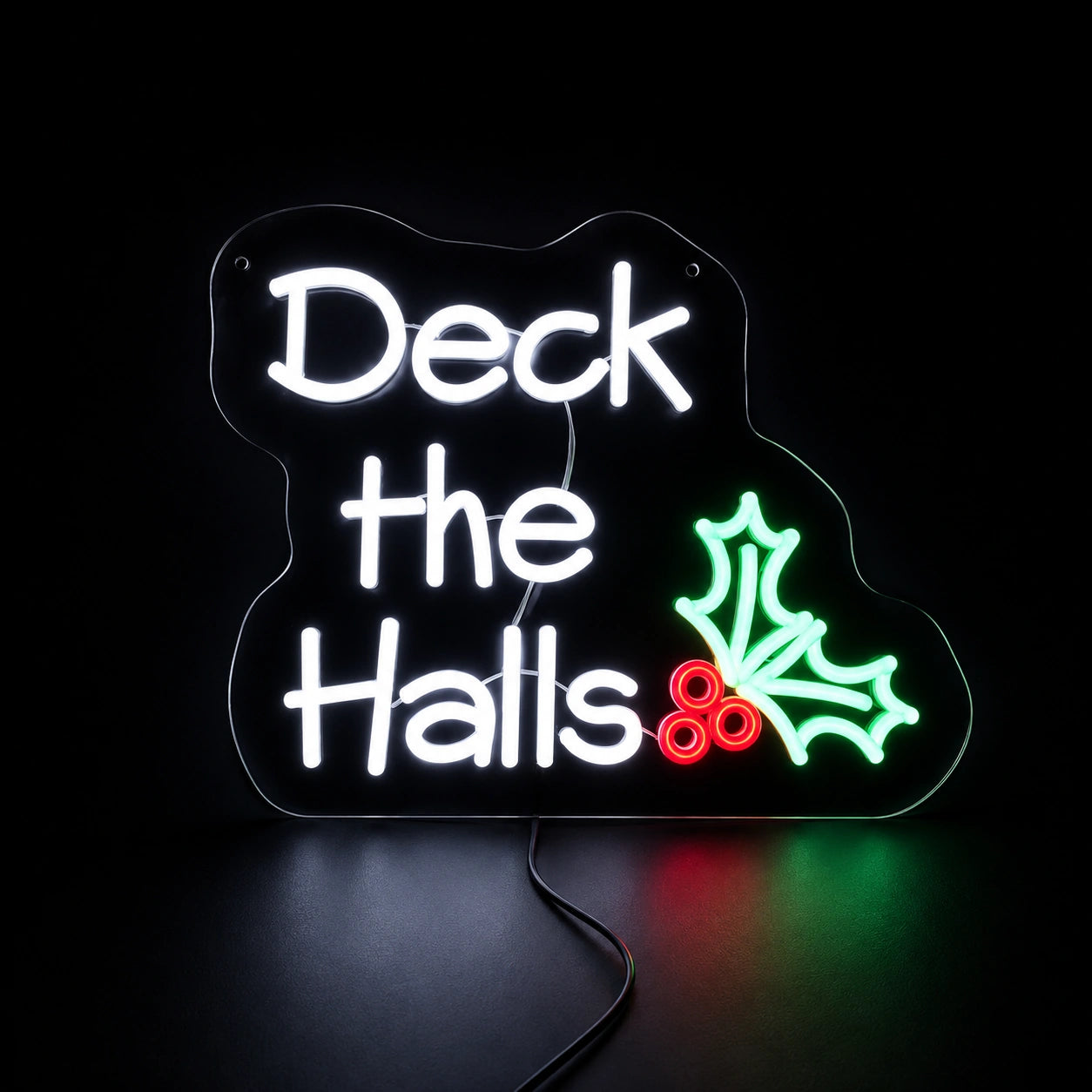 Deck The Halls Holly Leaves LED Neon Sign high-converting product image