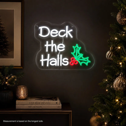 Deck The Halls Holly Leaves LED Neon Sign - Shineneon