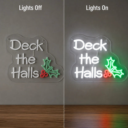 Deck The Halls Holly Leaves LED Neon Sign - Shineneon