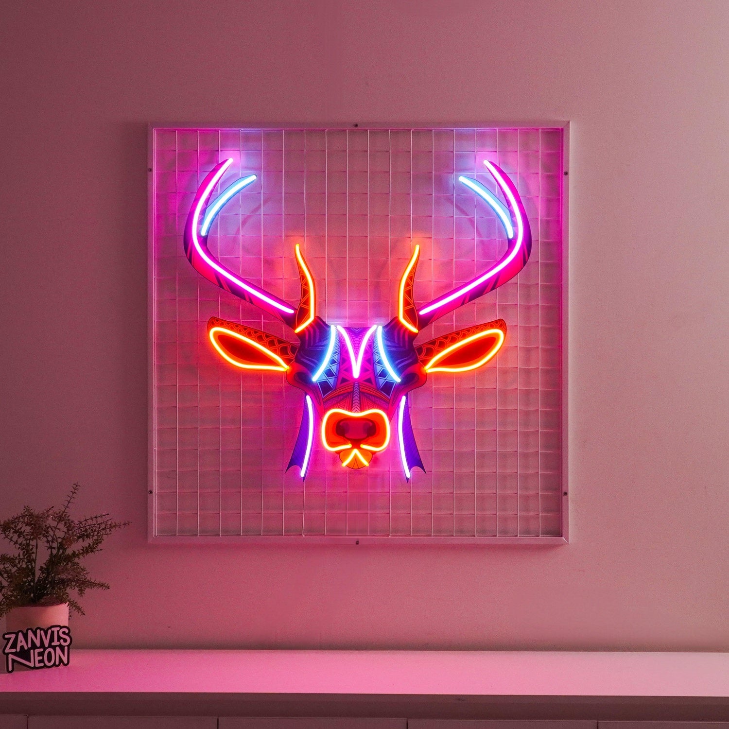 Decorative Deer With Pink Blue Orange Tribal Uv Printed Led Neon Sign For Home Decor | Shineneon