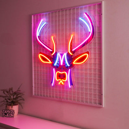 Decorative Deer With Pink Blue Orange Tribal Uv Printed Led Neon Sign For Home Decor | Shineneon