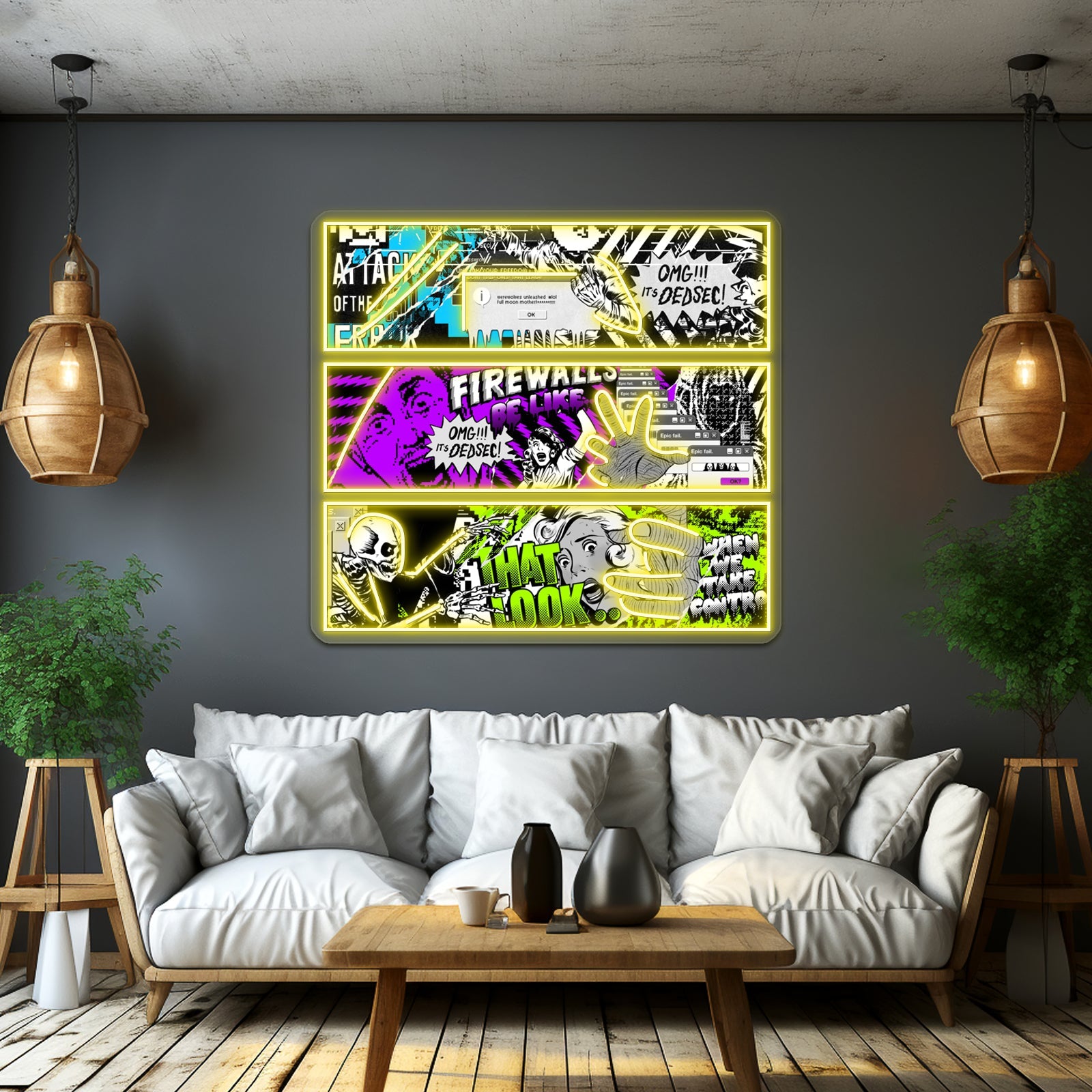 Dedsec Popart Banners Artwork Affordable Custom Neon Signs - Shineneon
