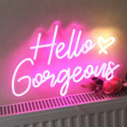 Deep Pink Hello Gorgeous Led Neon Sign Home Decor - Shineneon
