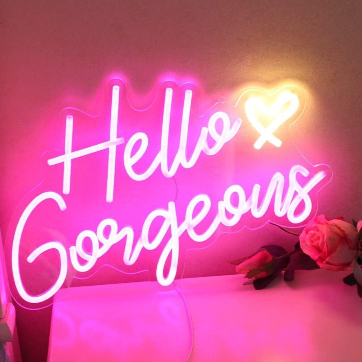 Deep Pink Hello Gorgeous Led Neon Sign Home Decor - Shineneon