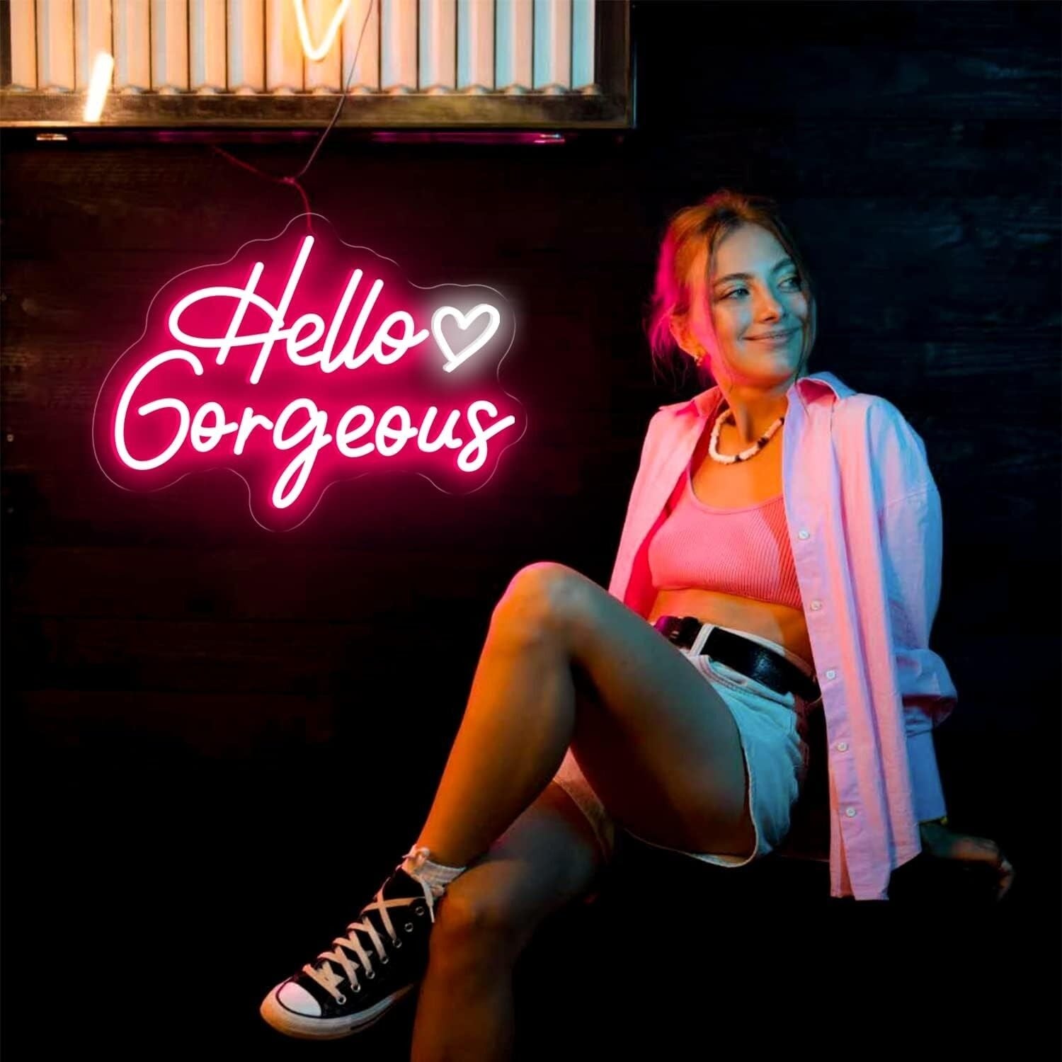 Deep Pink Hello Gorgeous Room Led Neon Sign - Shineneon