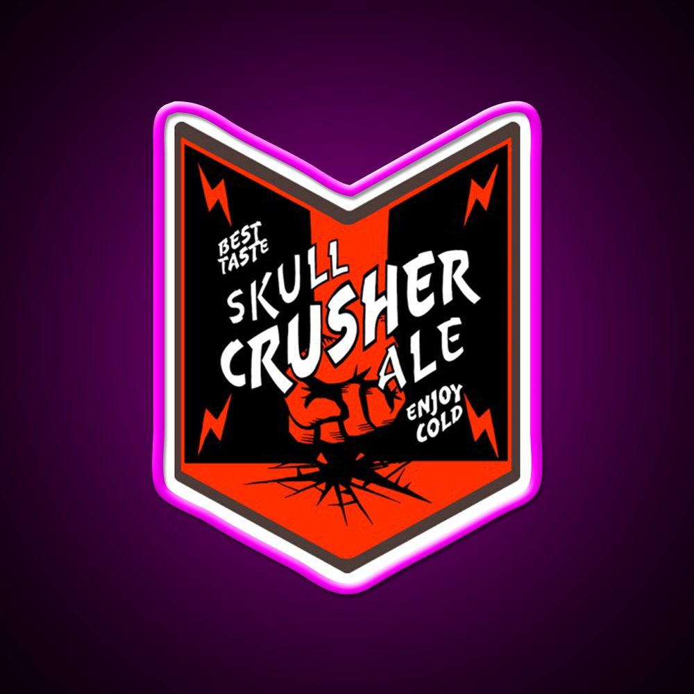 Deep Rock Galactic Skull Crusher Ale Beer Logo Beer Bar Decor Led Neon Sign Rgb Color - Neon sign mounted on wall in room