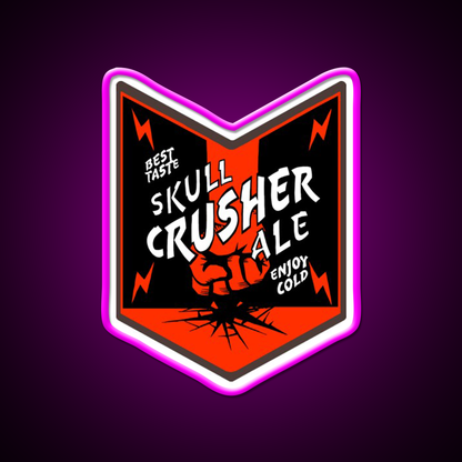 Deep Rock Galactic Skull Crusher Ale Beer Logo Beer Bar Decor Led Neon Sign Rgb Color - Neon sign mounted on wall in room