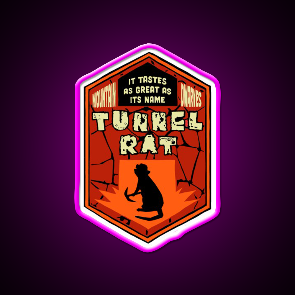 Deep Rock Galactic Tunnel Rat Logo Beer Bar Decor Led Neon Sign Rgb Color - Neon sign mounted on wall in room