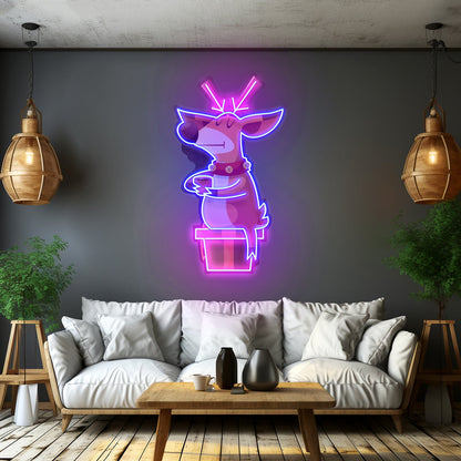 Deer On Gift Christmas Led Neon Acrylic Artwork For Sale - Shineneon