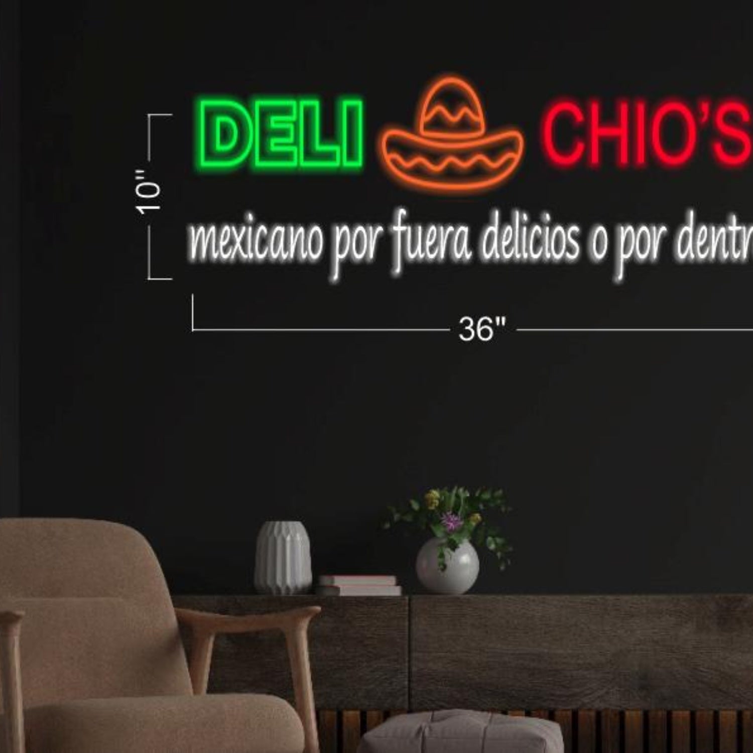 Deli Chios Green-Orange-Red Led Neon Sign Mexican Restaurant Cafe Decor | Shineneon