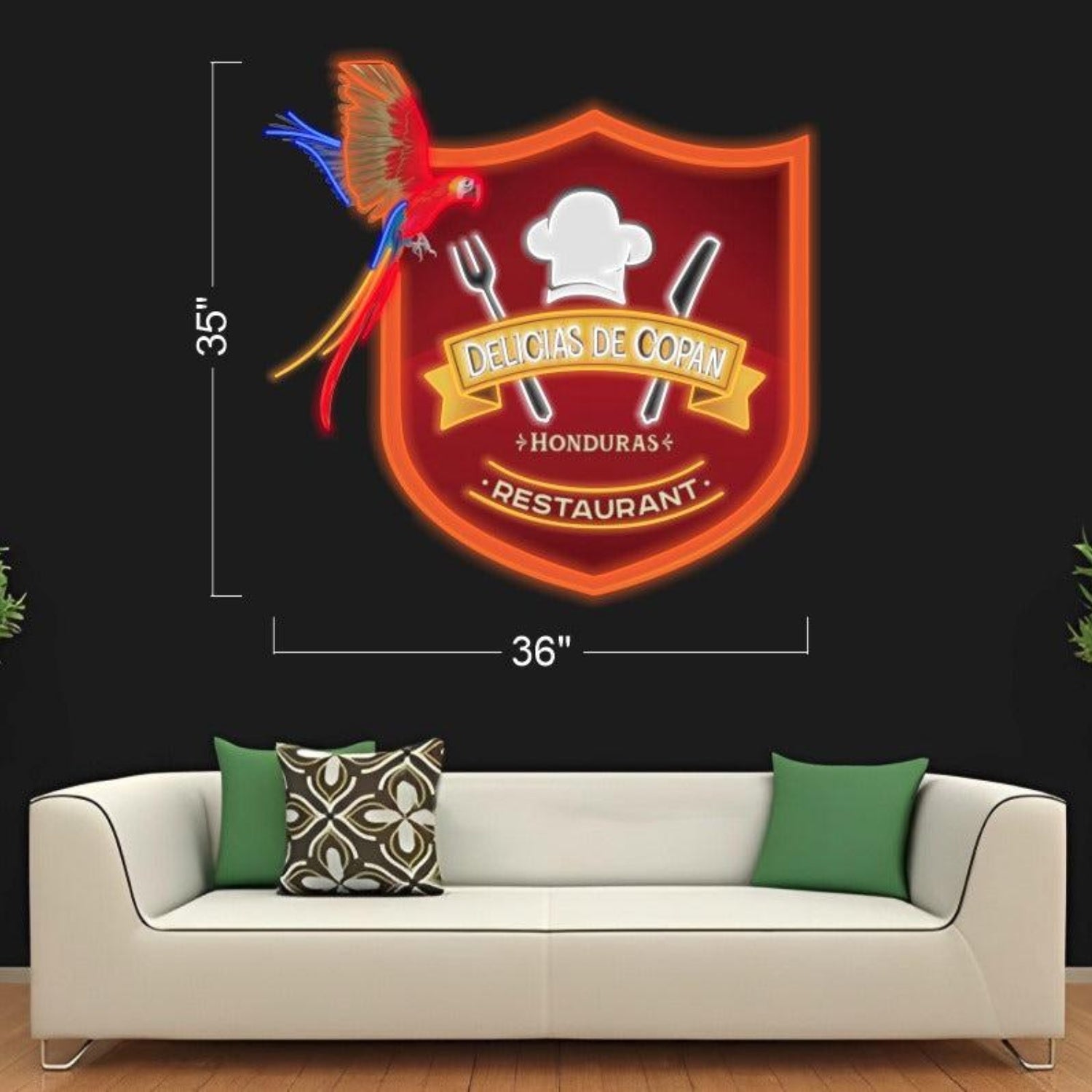 Delicias De Copan Honduras Shield Parrot Led Neon Sign For Restaurant Decor | Shineneon