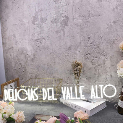 Delicias Del Valle Alto White Led Neon Sign - Shineneon