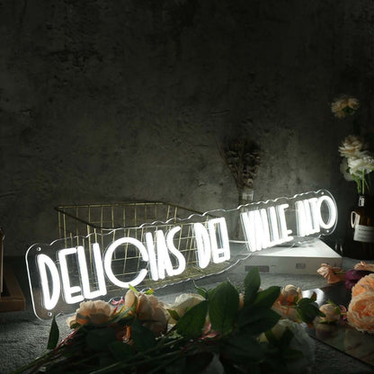 Delicias Del Valle Alto White Led Neon Sign - Shineneon