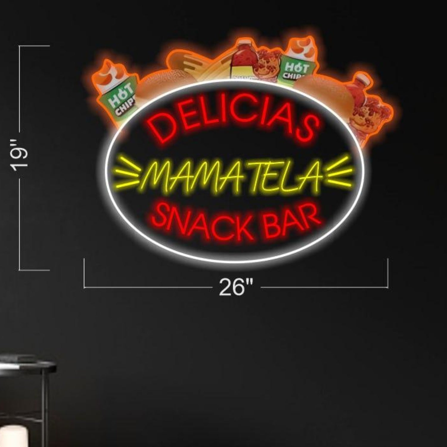 Delicias Mamatela Multi-Color Led Neon Sign With Snack Food Icons For Cafe Bar Decor | Shineneon
