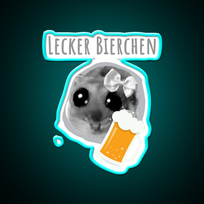 Delicious Beer Sad Hamster Tiktoc Meme Beer Bar Decor Led Neon Sign Rgb Color - Size and dimension reference