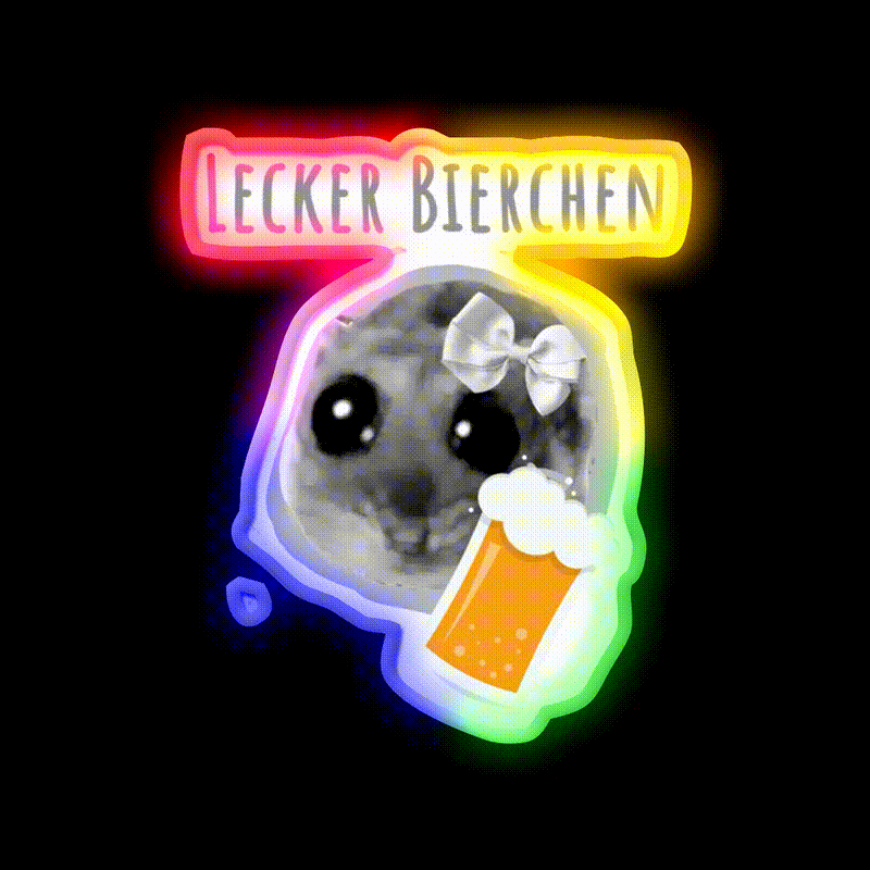 Delicious Beer Sad Hamster Tiktoc Meme Beer Bar Decor Led Neon Sign Rgb Color - LED neon sign close-up detail