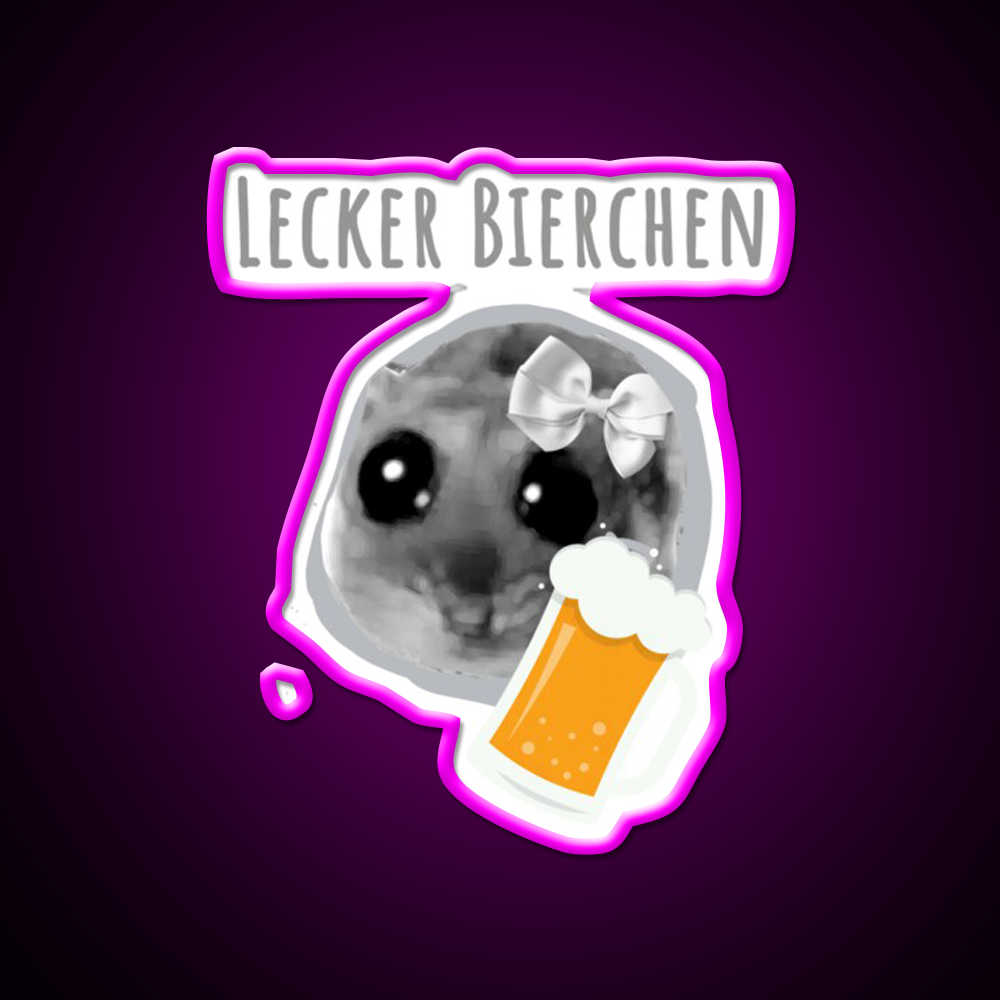 Delicious Beer Sad Hamster Tiktoc Meme Beer Bar Decor Led Neon Sign Rgb Color - Neon sign mounted on wall in room