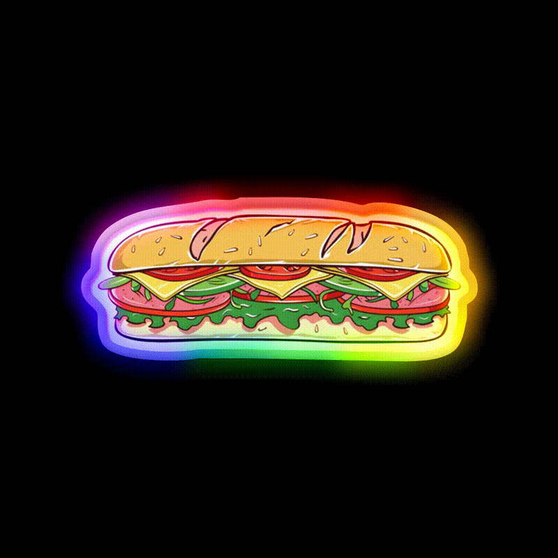 Delicious Deli Sandwich Snack Food Led Neon Sign Rgb Color - LED neon sign close-up detail