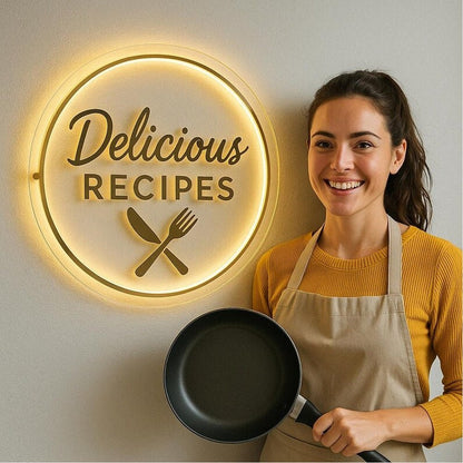 Delicious Recipes Acrylic Business Logo Sign - Shineneon