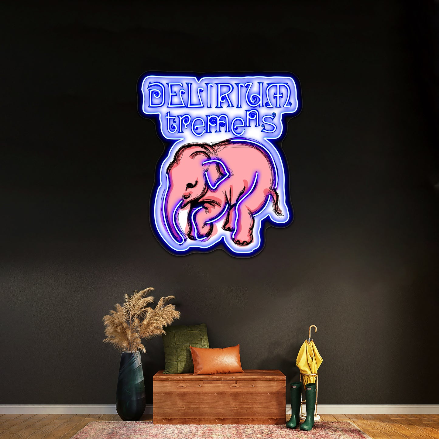 Delirium Pink Elephant Pop Artwork Affordable Custom Neon Signs