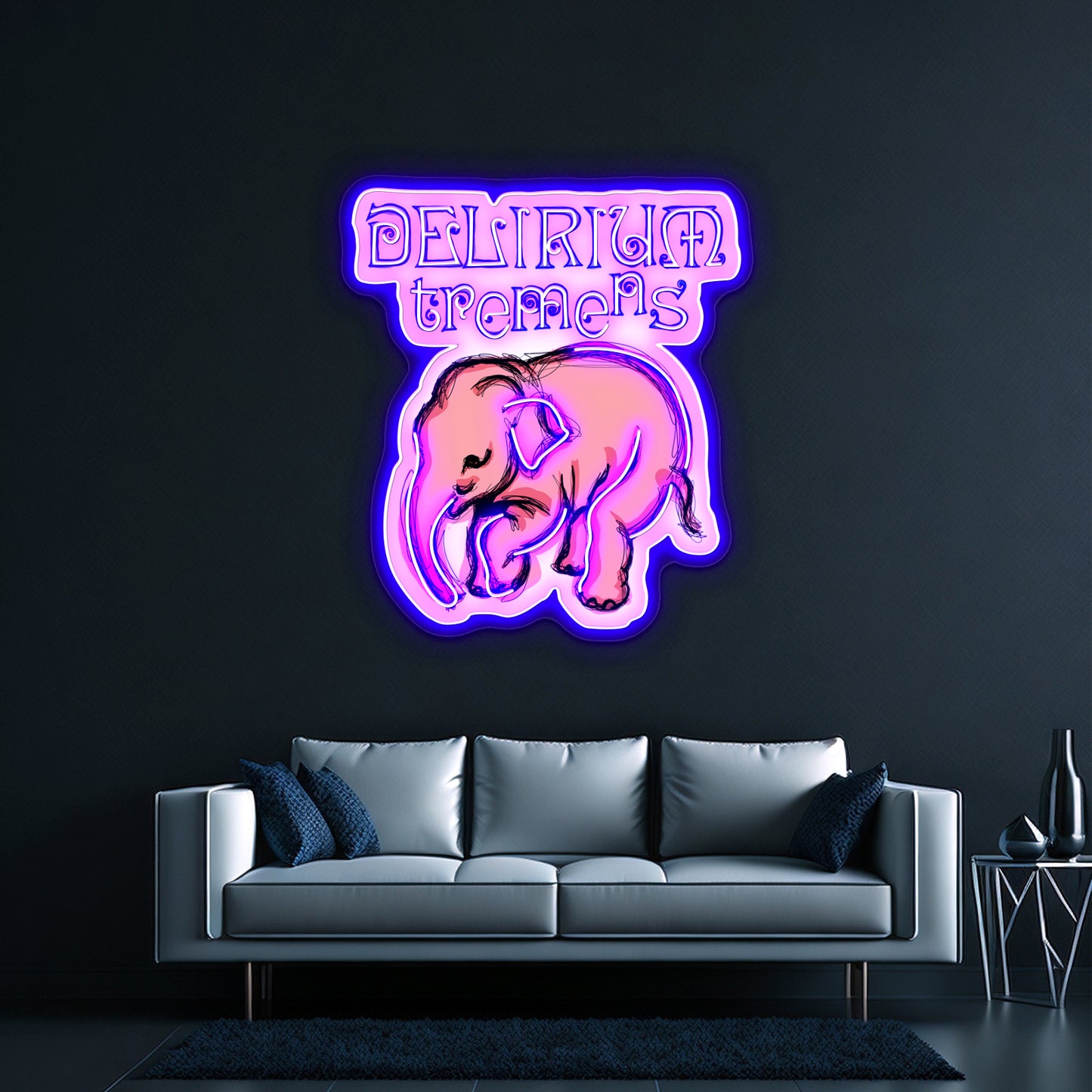 Delirium Pink Elephant Pop Artwork Affordable Custom Neon Signs