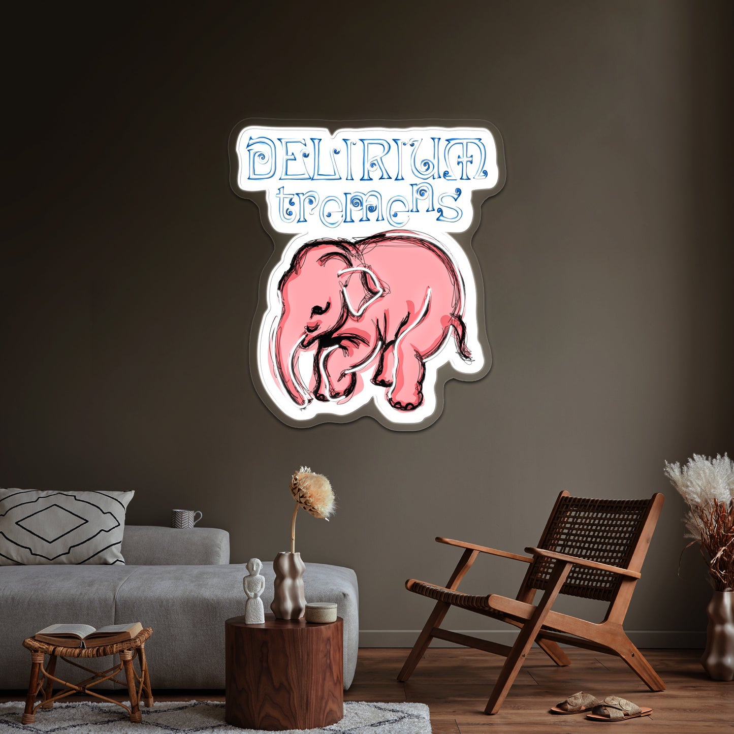 Delirium Pink Elephant Pop Artwork Affordable Custom Neon Signs