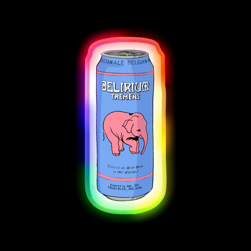 Delirium Tremens Can Beer Bar Decor Led Neon Sign Rgb Color - LED neon sign close-up detail