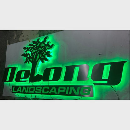 Delong Landscaping With Logo 3D Backlit Channel Letters Led Light Sign - Shineneon